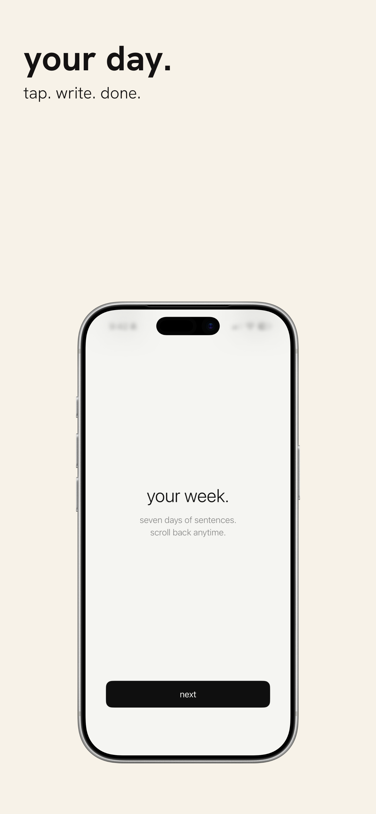 your day. tap. write. done.