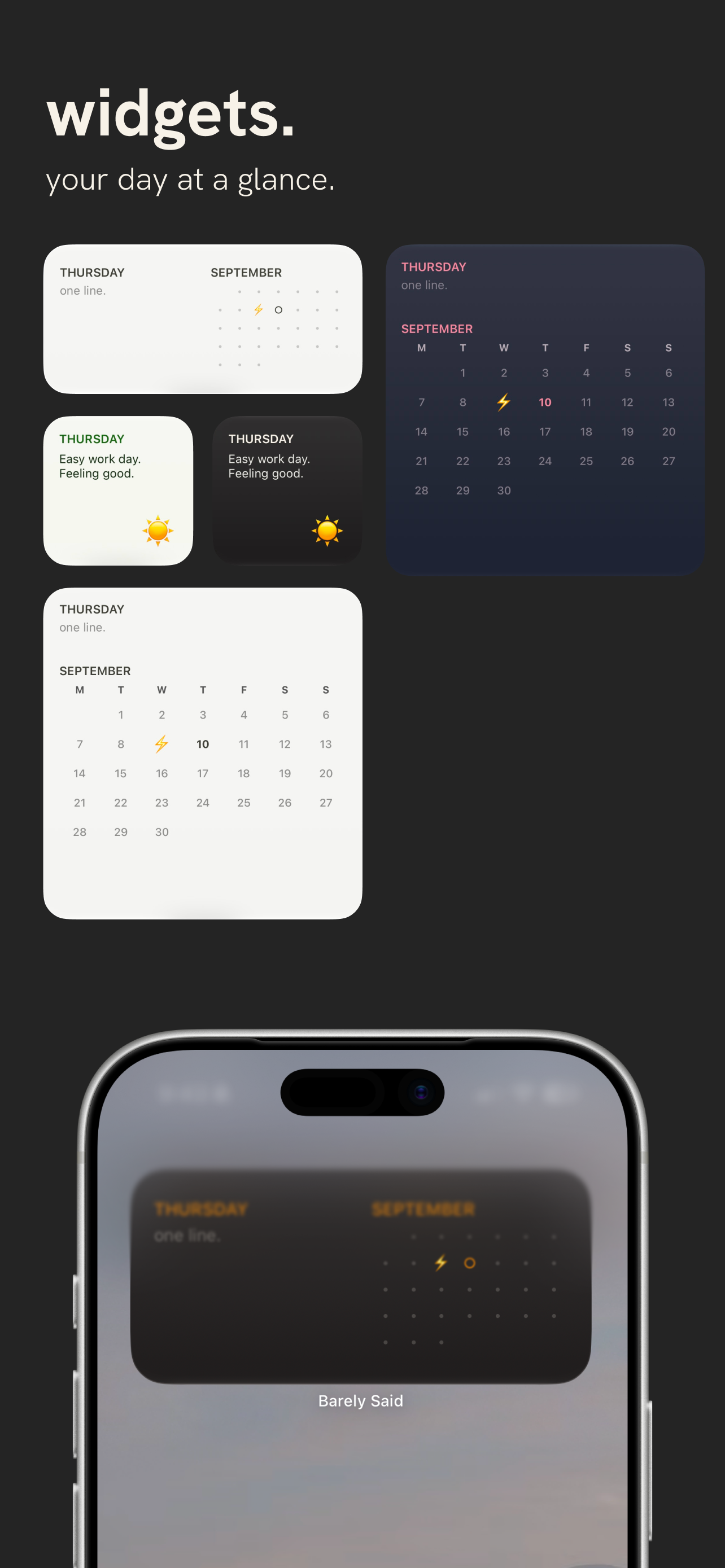 widgets. your day at a glance.